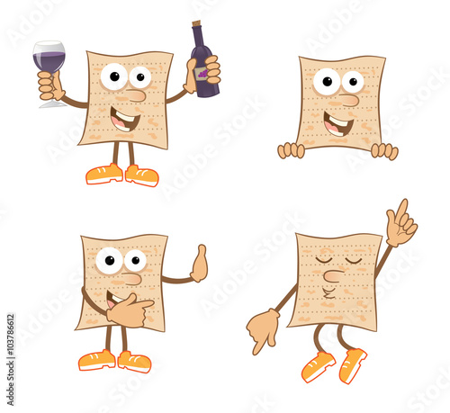 Mr Matzah - Cute set of 4 cartoon matzah character. Eps10