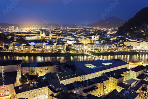 Salzburg panorama with Salzach River