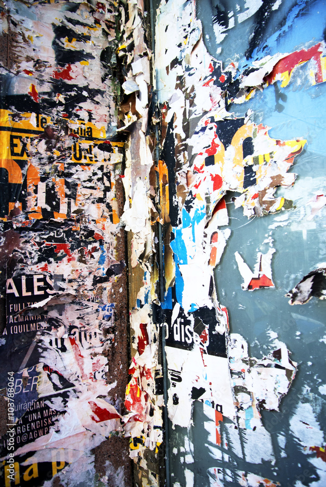 Fototapeta premium Random background collage paper typography texture on wall