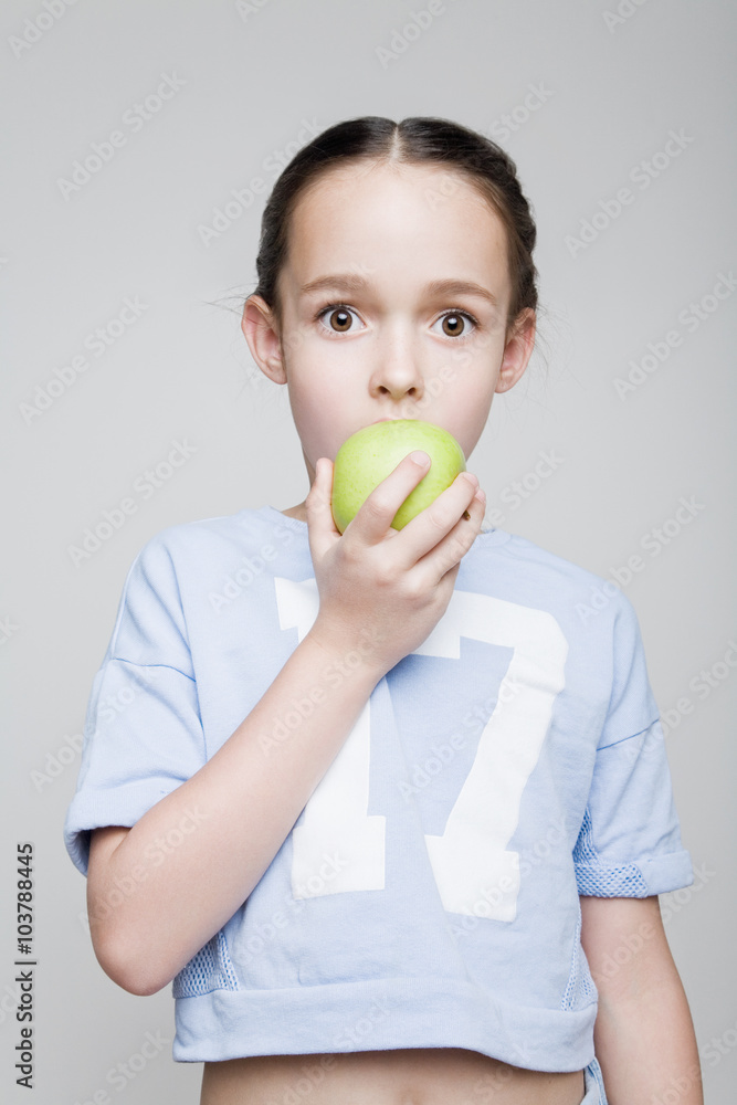 Girl with green apple Girl with green apple