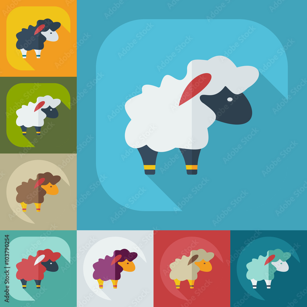 Fototapeta premium Flat modern design with shadow icons lamb