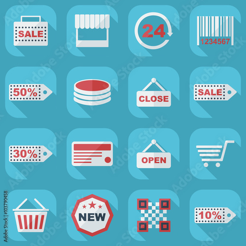 Flat concept, set modern design with shadow marketing sales