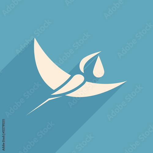 stork and baby logo sign blue background  vector illustration