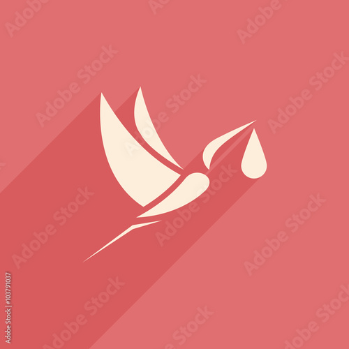 stork and baby logo sign pink background vector illustration