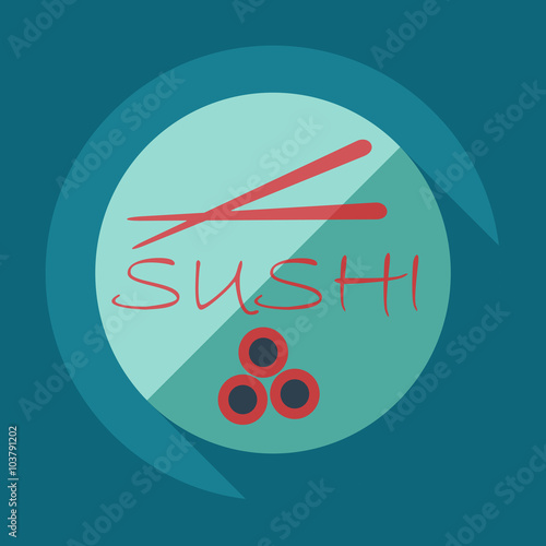 Flat modern design with shadow icons Japanese sushi