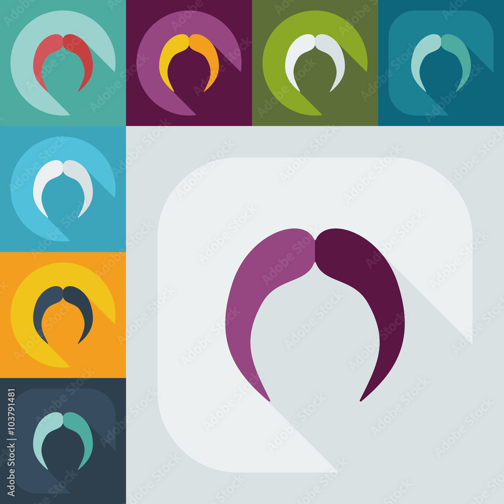 Flat modern design with shadow icon mustache Flat modern design with shadow icon mustache