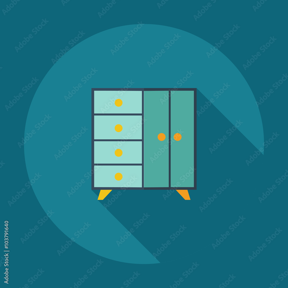 Flat modern design with shadow icons chest of drawers Flat modern design with shadow icons chest of drawers