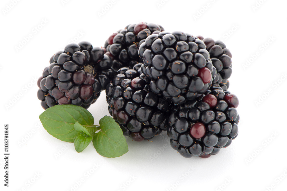 Blackberries with leaves Blackberries with leaves
