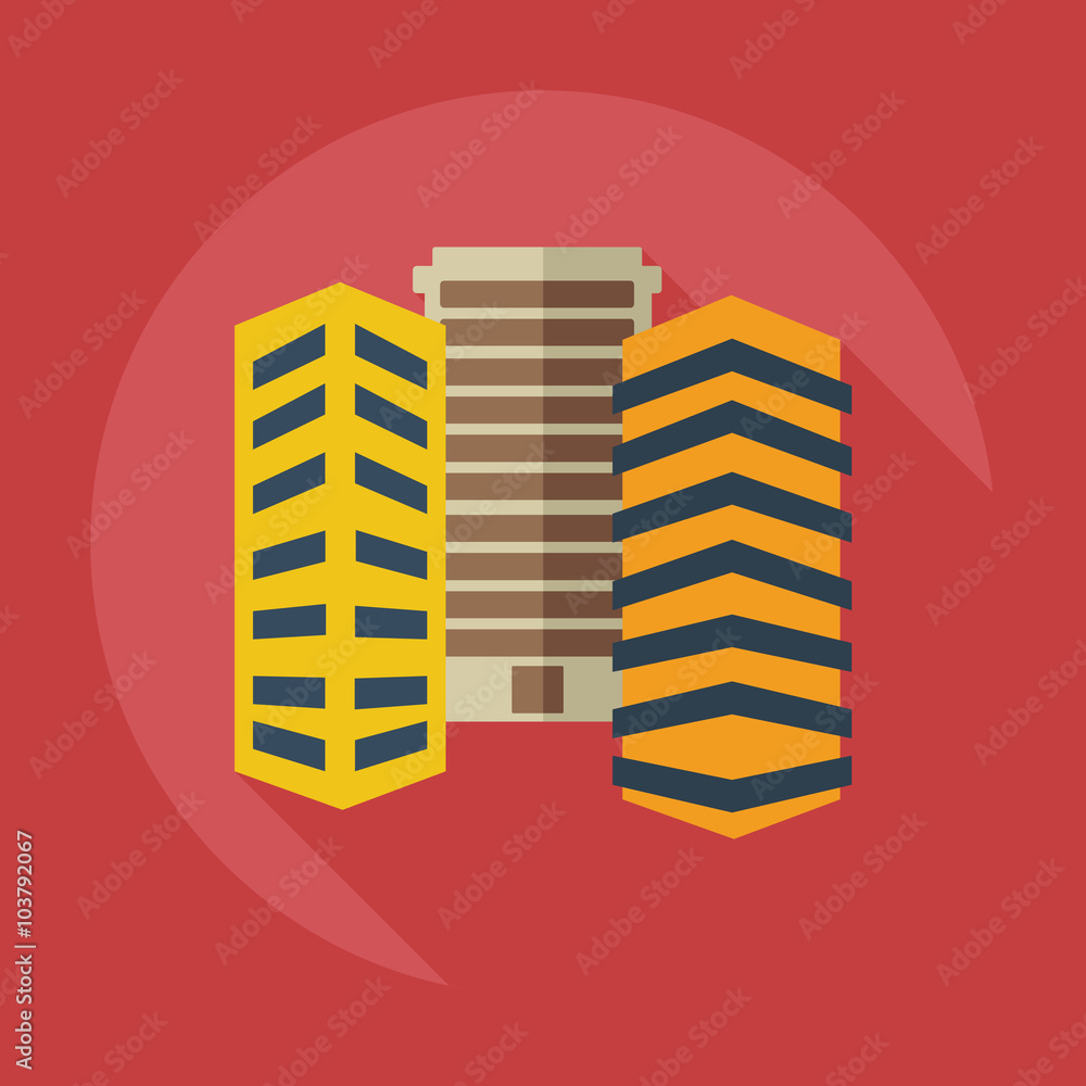 Flat modern design with shadow icons building Flat modern design with shadow icons building
