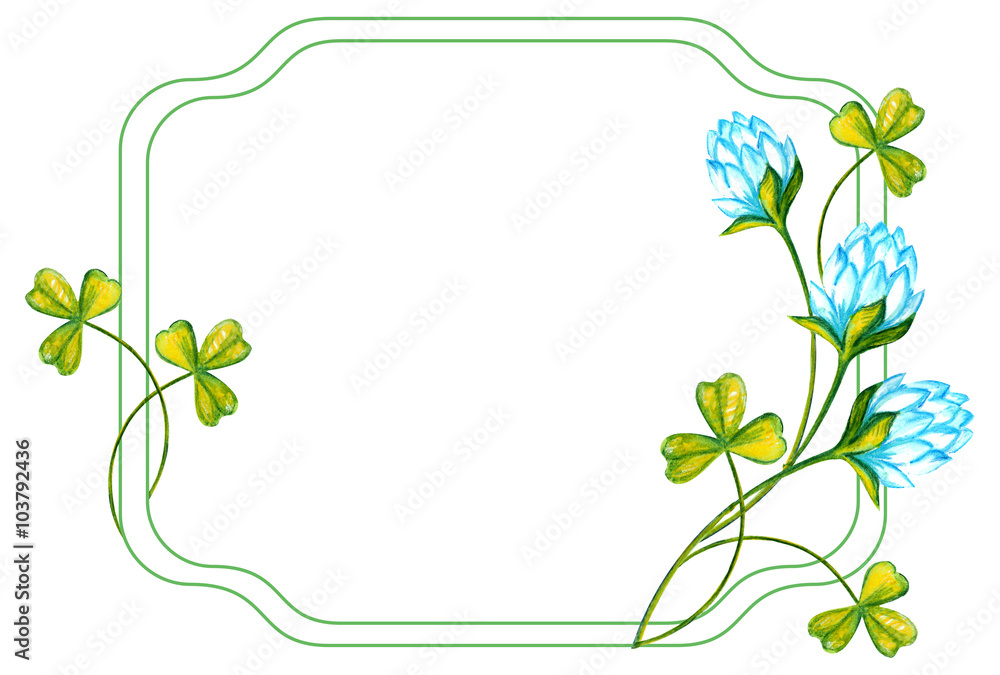 Beautiful frame with hand drawn clover. Beautiful frame with hand drawn clover.