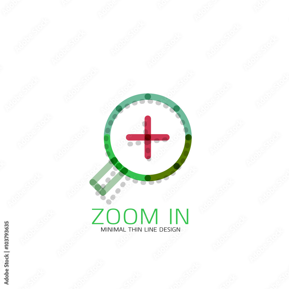 Vector thin line design logo magnifying glass, search and find or zoom logotype concept. Linear minimalistic business icon Vector thin line design logo magnifying glass, search and find or zoom logotype concept. Linear minimalistic business icon