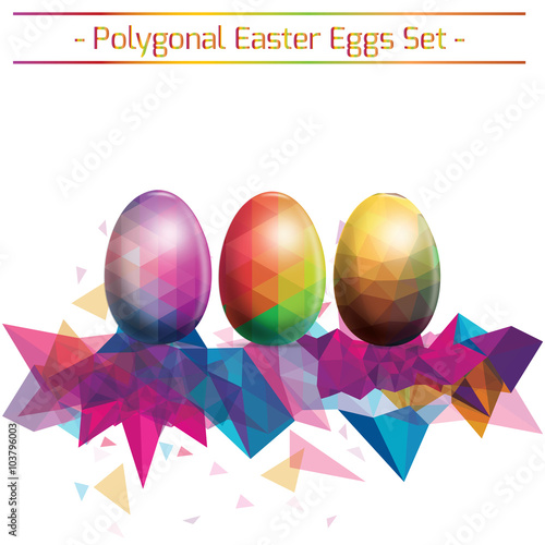 Set of colorful ester eggs vector illustration.