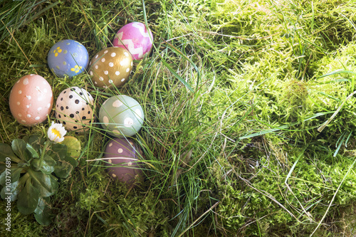 Oeufs de Pâques dans l'herbe
