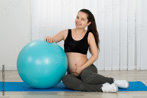 Happy Woman With Fitness Ball