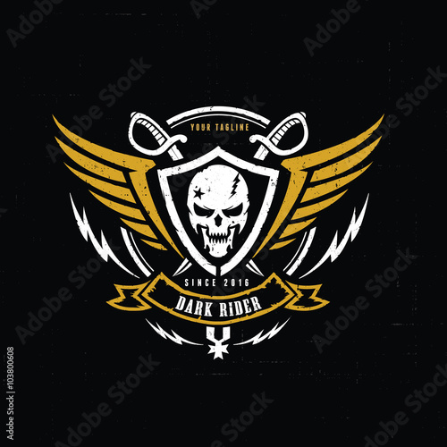 Dark victory,skull logo,tattoo,vector logo template