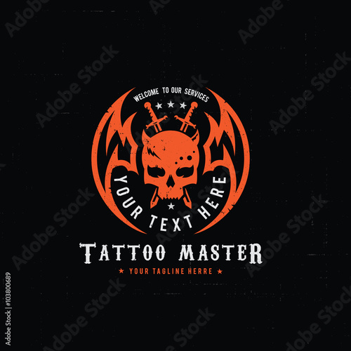 Tattoo logo,skull logo,vector logo template