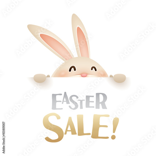 Easter Sale! Easter bunny with big sign. © ori-artiste