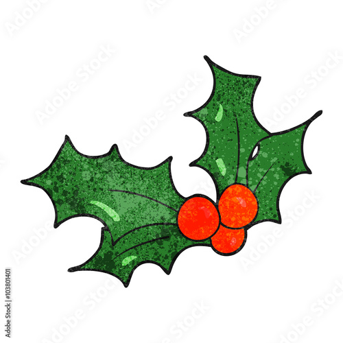 textured cartoon christmas holly