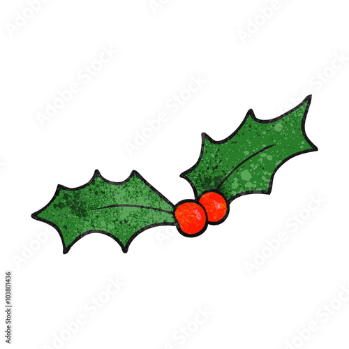 textured cartoon christmas holly
