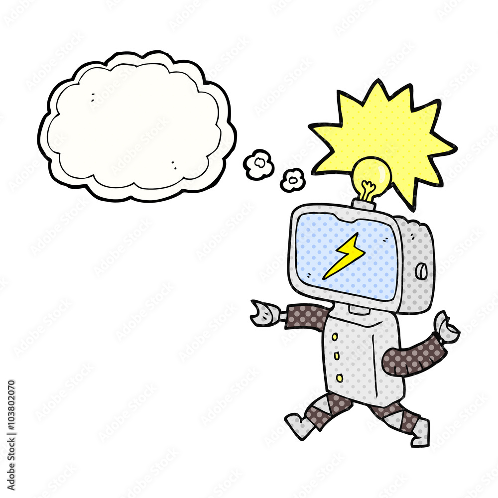 thought bubble cartoon little robot thought bubble cartoon little robot