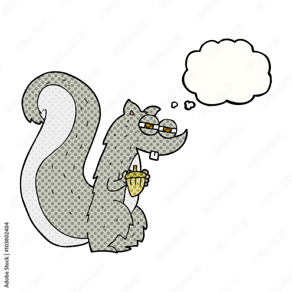 thought bubble cartoon squirrel with nut thought bubble cartoon squirrel with nut