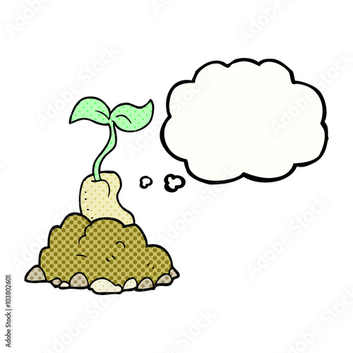 thought bubble cartoon sprouting seed
