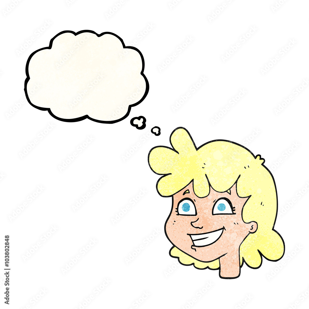 thought bubble textured cartoon female face thought bubble textured cartoon female face