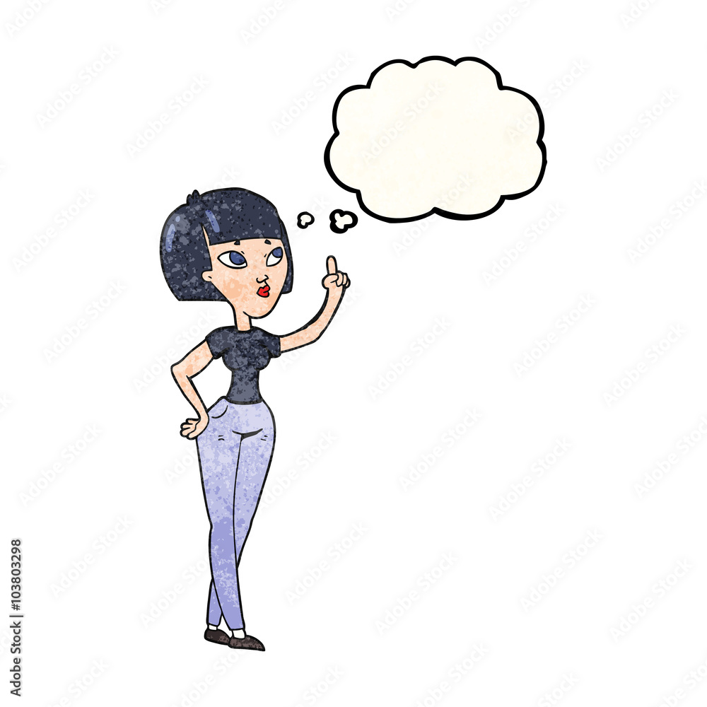 thought bubble textured cartoon woman asking question thought bubble textured cartoon woman asking question
