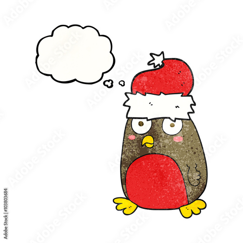 thought bubble textured cartoon christmas robin