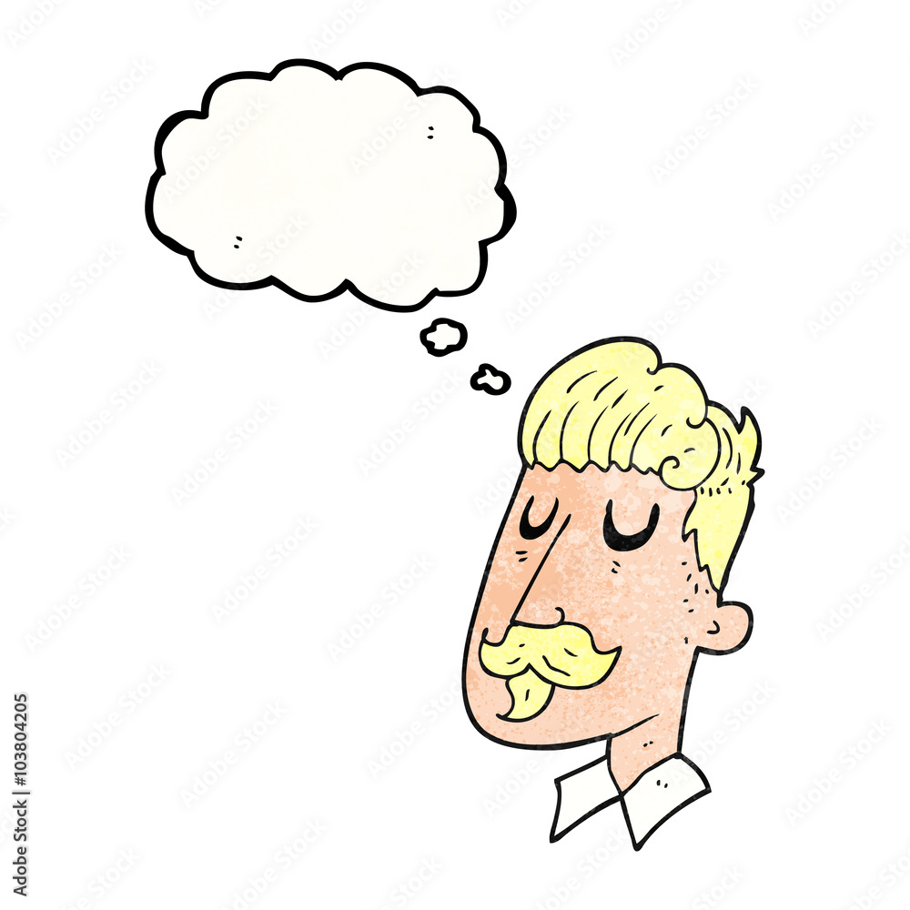 thought bubble textured cartoon man with mustache thought bubble textured cartoon man with mustache