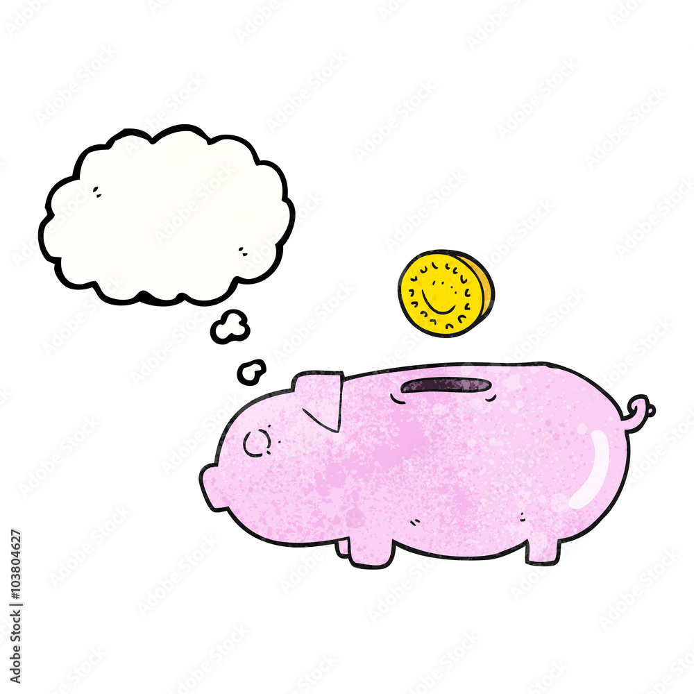 thought bubble textured cartoon piggy bank thought bubble textured cartoon piggy bank