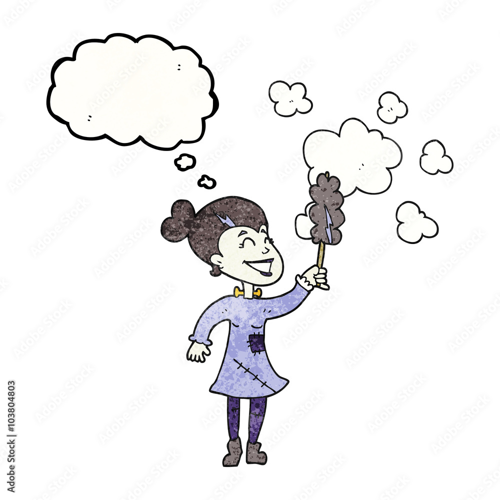 thought bubble textured cartoon zombie woman dusting thought bubble textured cartoon zombie woman dusting
