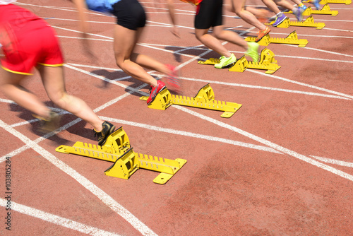 Athletes starting close-up shot of the moment