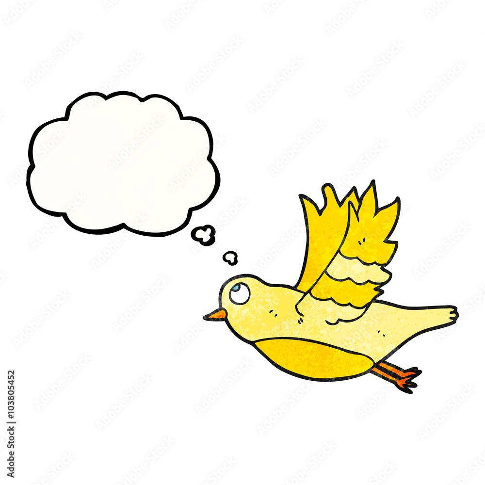 thought bubble textured cartoon bird flying thought bubble textured cartoon bird flying