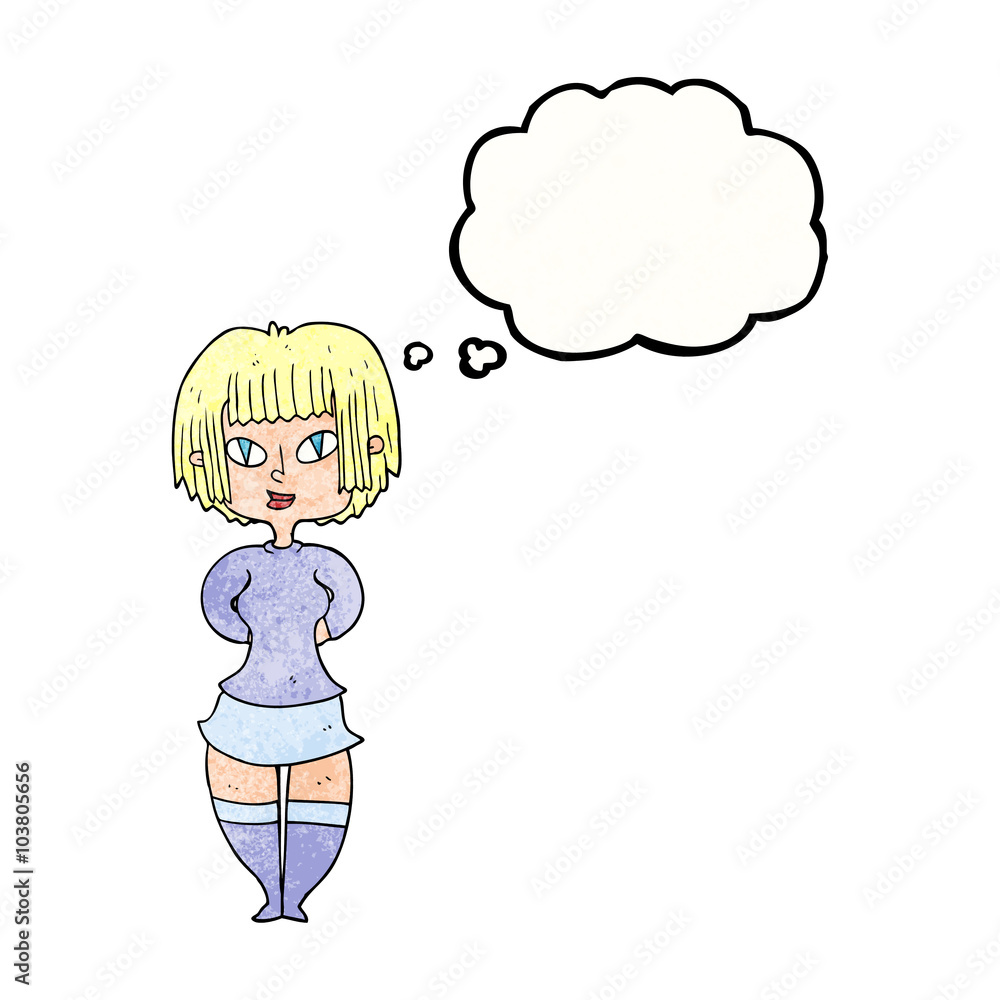 thought bubble textured cartoon happy woman thought bubble textured cartoon happy woman