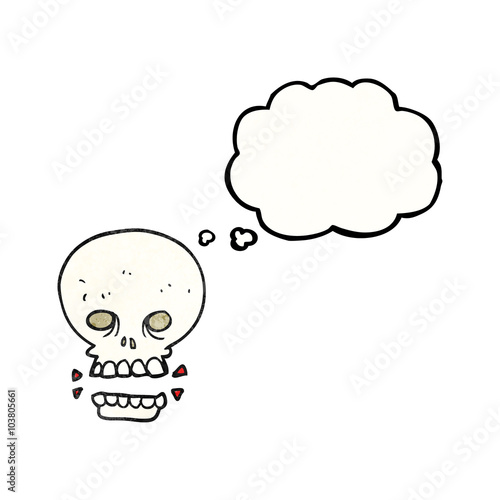 thought bubble textured cartoon scary skull