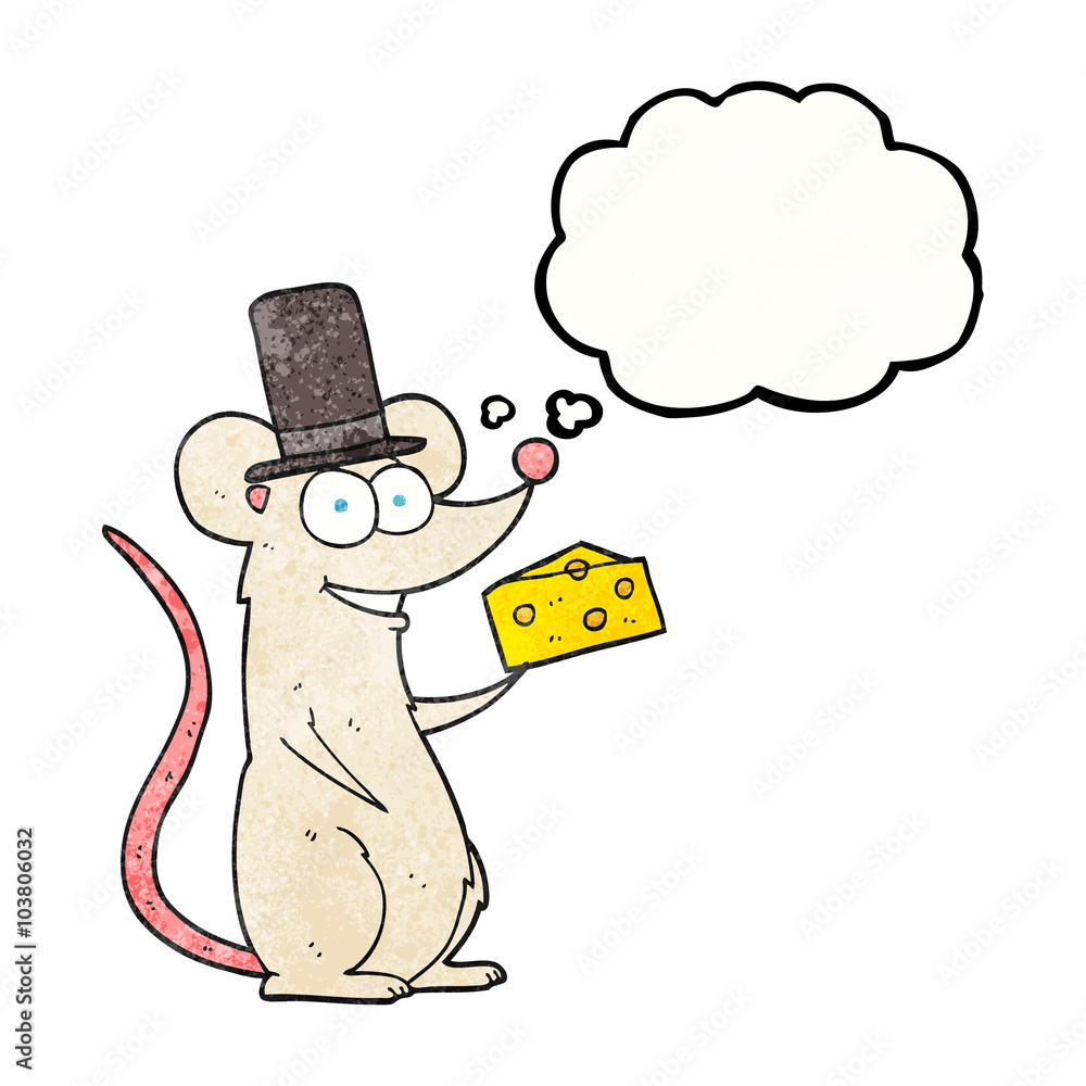 thought bubble textured cartoon mouse with cheese thought bubble textured cartoon mouse with cheese