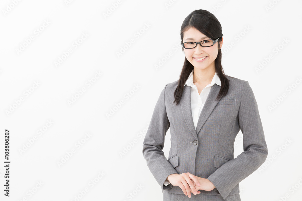 portrait of asian businesswoman isolated on white background
