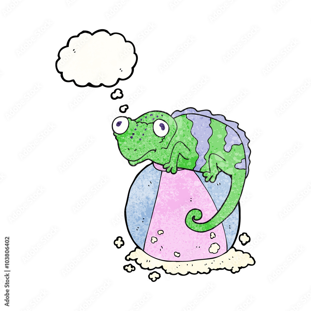 thought bubble textured cartoon chameleon on ball thought bubble textured cartoon chameleon on ball