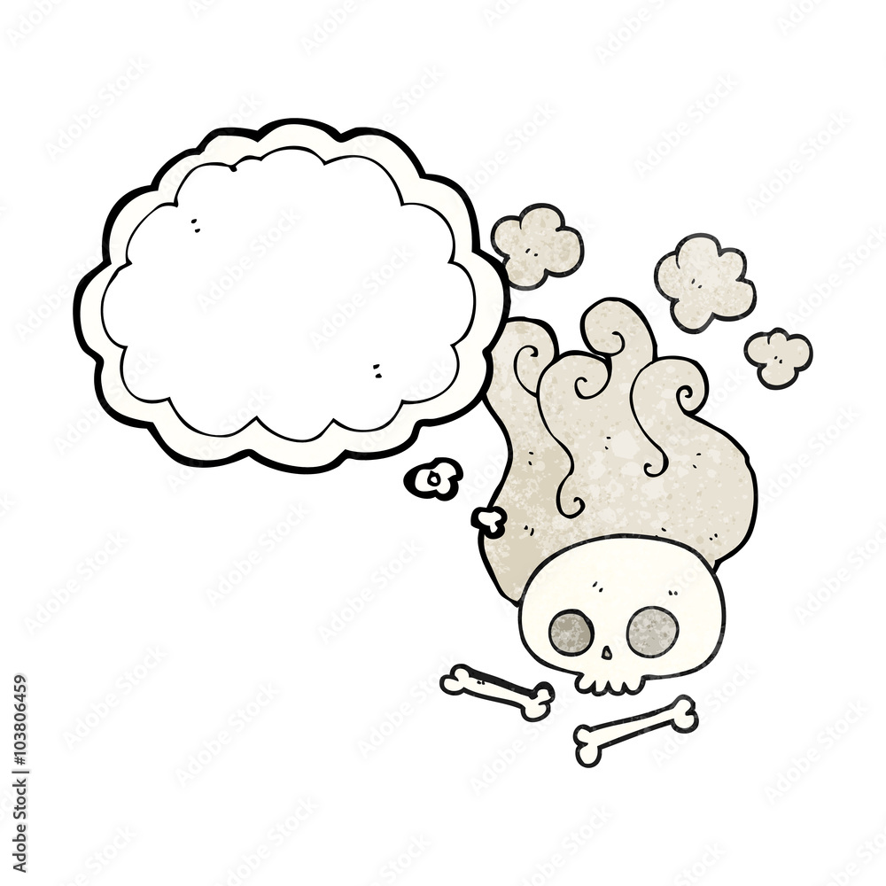 thought bubble textured cartoon skull and bones thought bubble textured cartoon skull and bones