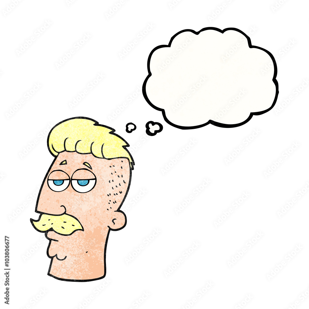 thought bubble textured cartoon man with hipster hair cut thought bubble textured cartoon man with hipster hair cut