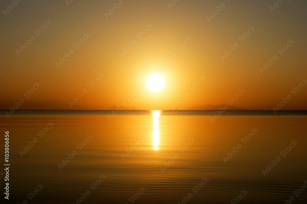 Sunset sky and big sun over the lake. Sunset sky and big sun over the lake.