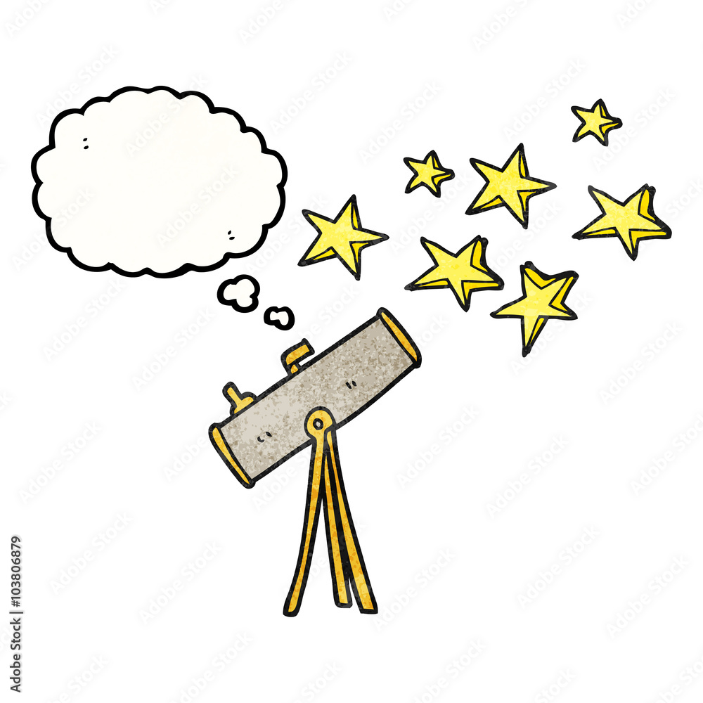 thought bubble textured cartoon telescope and stars thought bubble textured cartoon telescope and stars