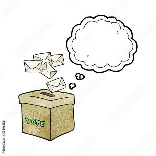 thought bubble textured cartoon ballot box