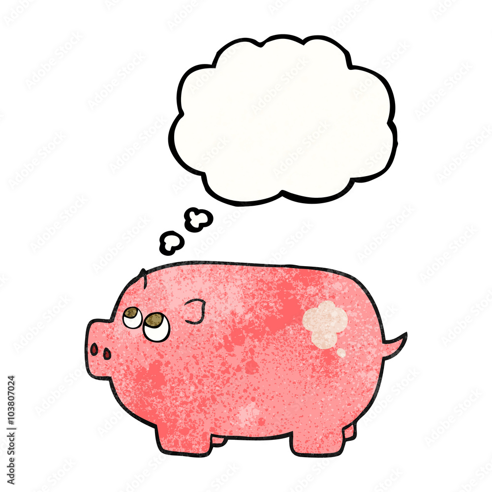 thought bubble textured cartoon piggy bank thought bubble textured cartoon piggy bank