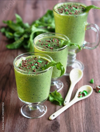 Dairy smoothies oatmeal and spinach photo