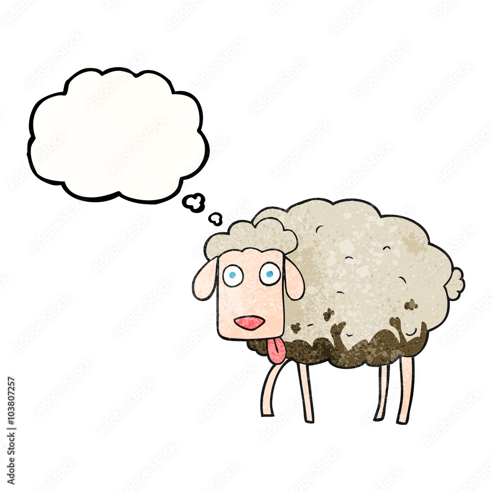 thought bubble textured cartoon muddy sheep