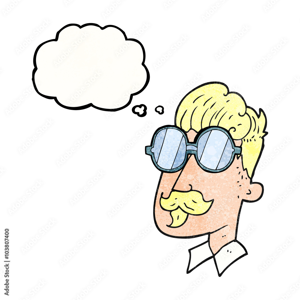 thought bubble textured cartoon man with mustache and spectacles thought bubble textured cartoon man with mustache and spectacles