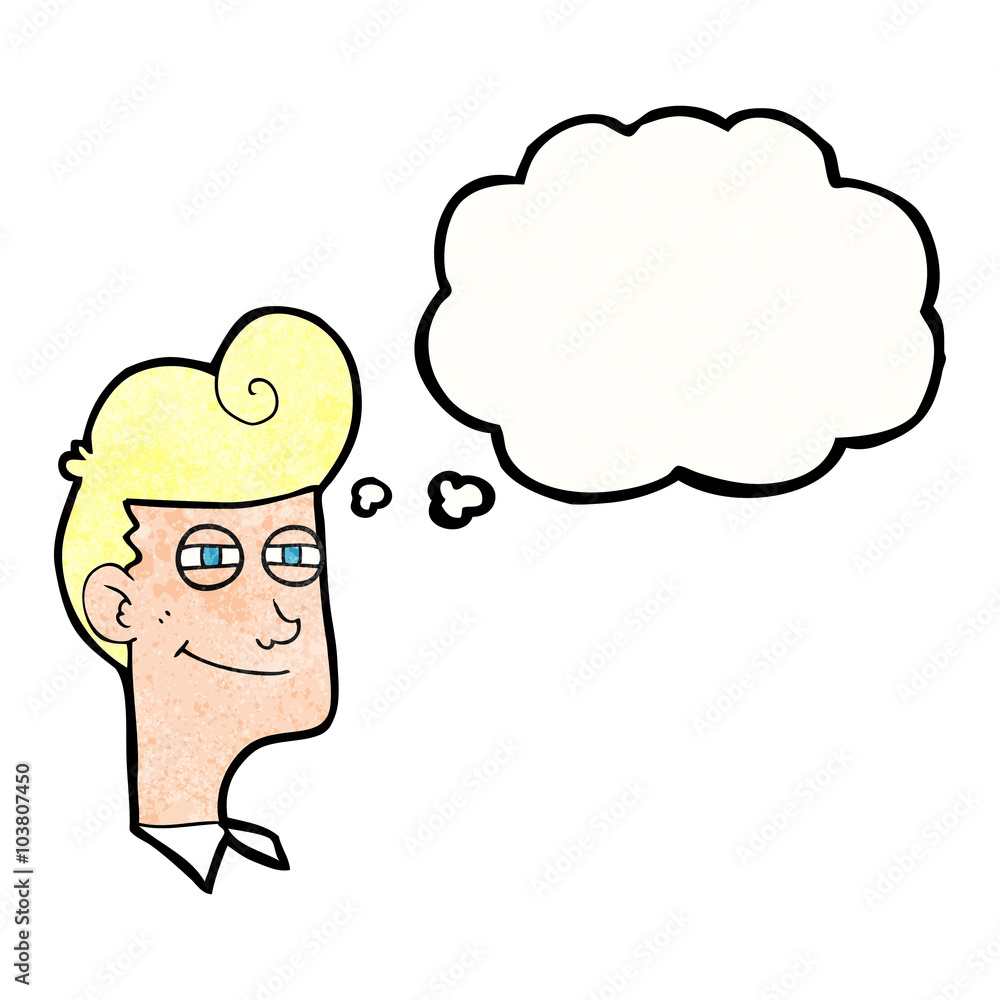 thought bubble textured cartoon smiling man thought bubble textured cartoon smiling man
