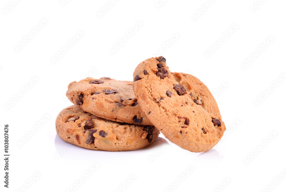 Chocolate chip cookies isolated on white background. Chocolate chip cookies isolated on white background.